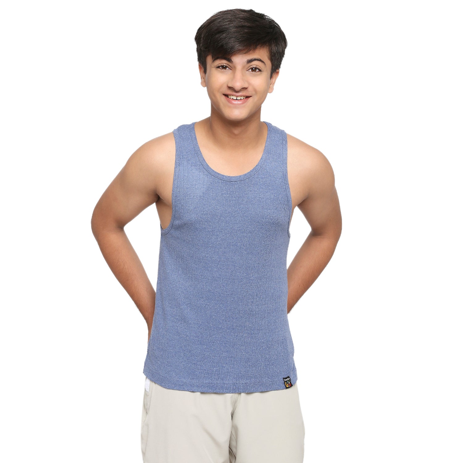 U19 Teens Solid Blue Vest made in 100% Cotton Rib