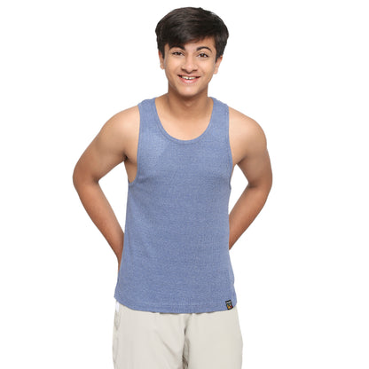 U19 Teens Solid Blue Vest made in 100% Cotton Rib