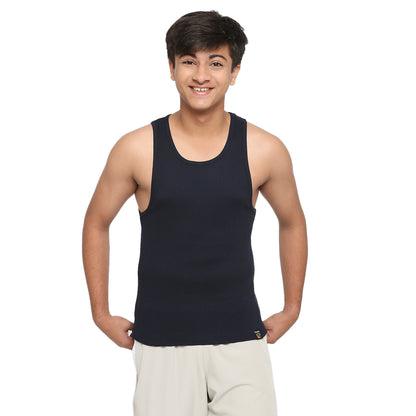 U19 Teens Solid Navy Vest made in 100% Cotton Rib