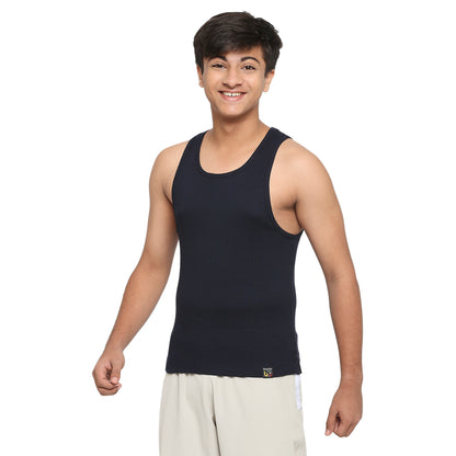 U19 Teens Solid Navy Vest made in 100% Cotton Rib