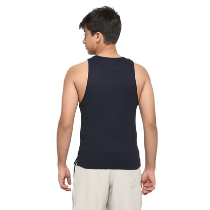 U19 Teens Solid Navy Vest made in 100% Cotton Rib