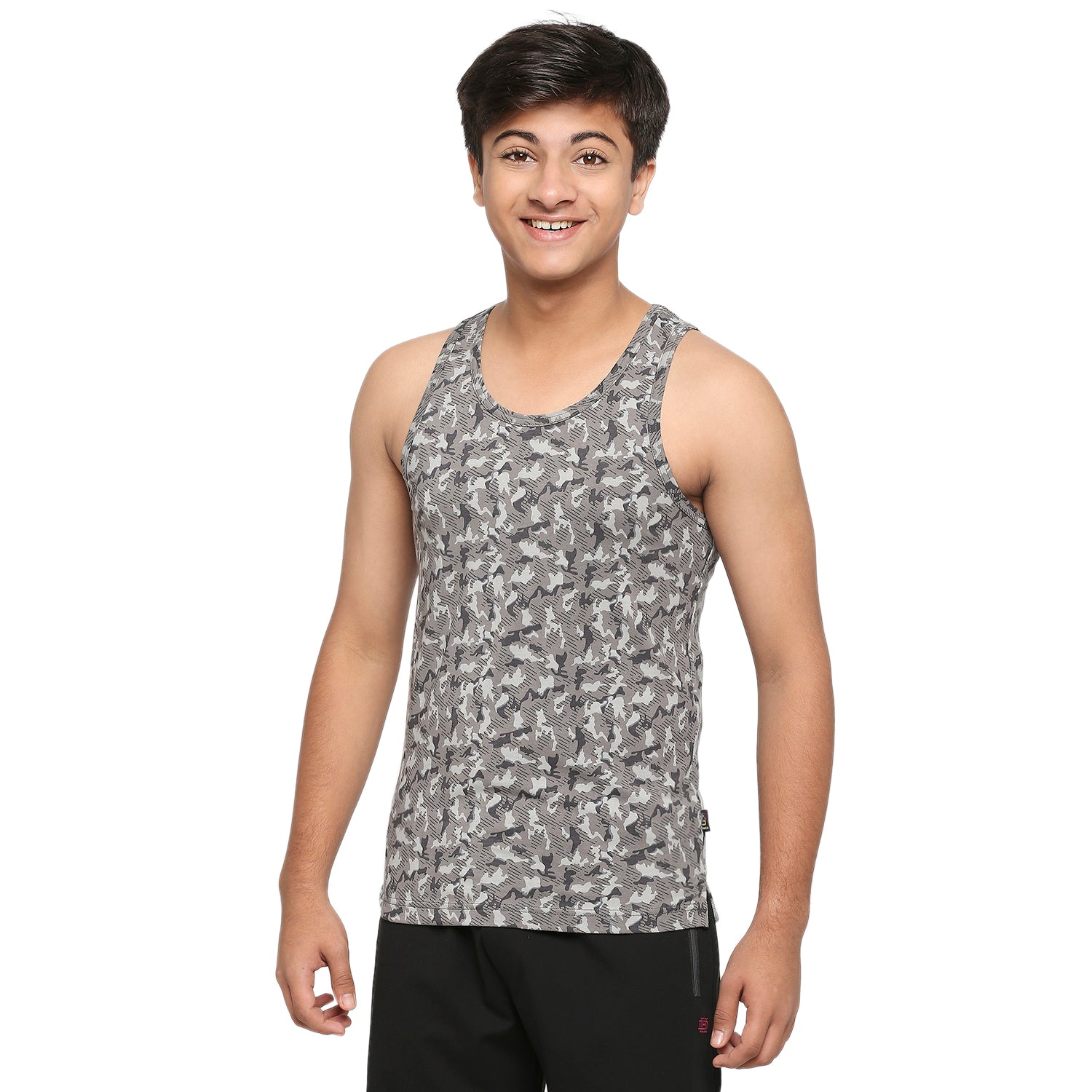 U19 Teens Gray Vest in Camouflage Print