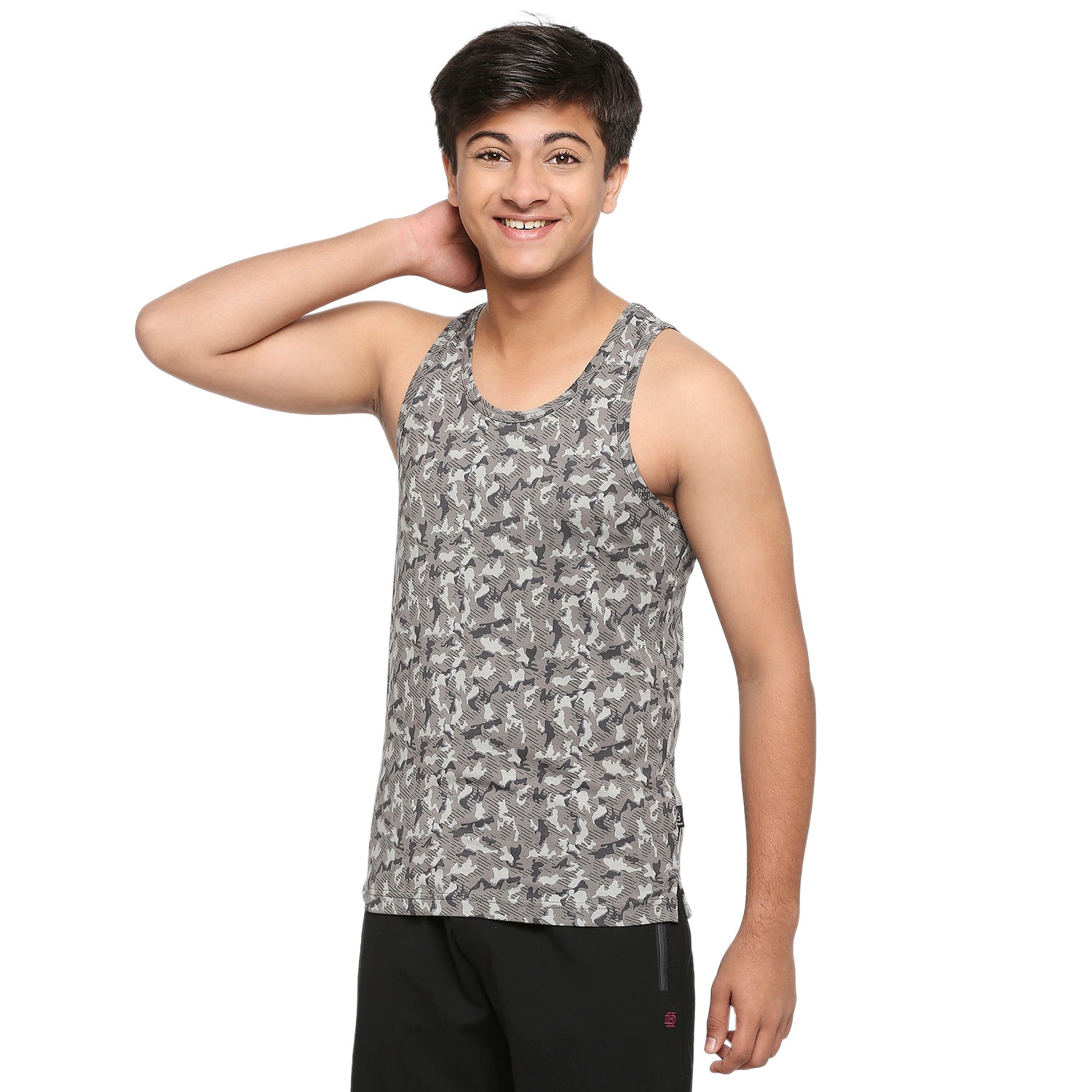 U19 Teens Gray Vest in Camouflage Print
