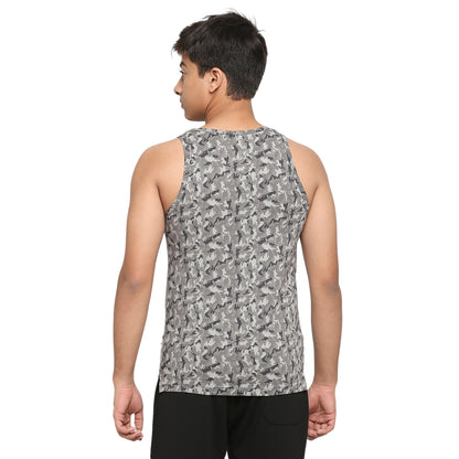U19 Teens Gray Vest in Camouflage Print