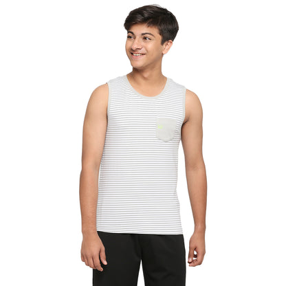 U19 Teens Gray Striped Vest made in Cotton Lycra Fabric