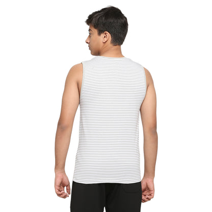 U19 Teens Gray Striped Vest made in Cotton Lycra Fabric