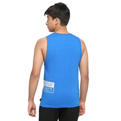 U-19 Teens Blue Broadshoulder Vest made in Cotton Lycra Fabric