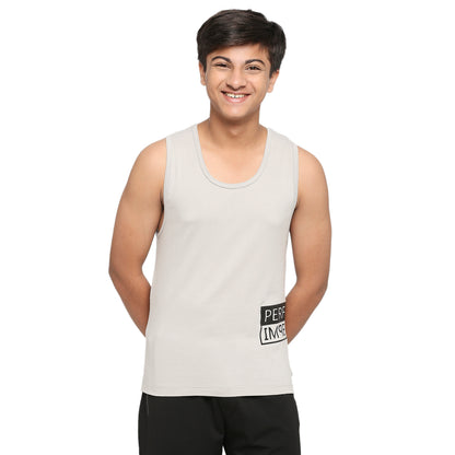 U19 Teens Light Gray Broadshoulder Vest made in Cotton Lycra Fabric