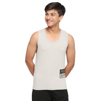 U19 Teens Light Gray Broadshoulder Vest made in Cotton Lycra Fabric