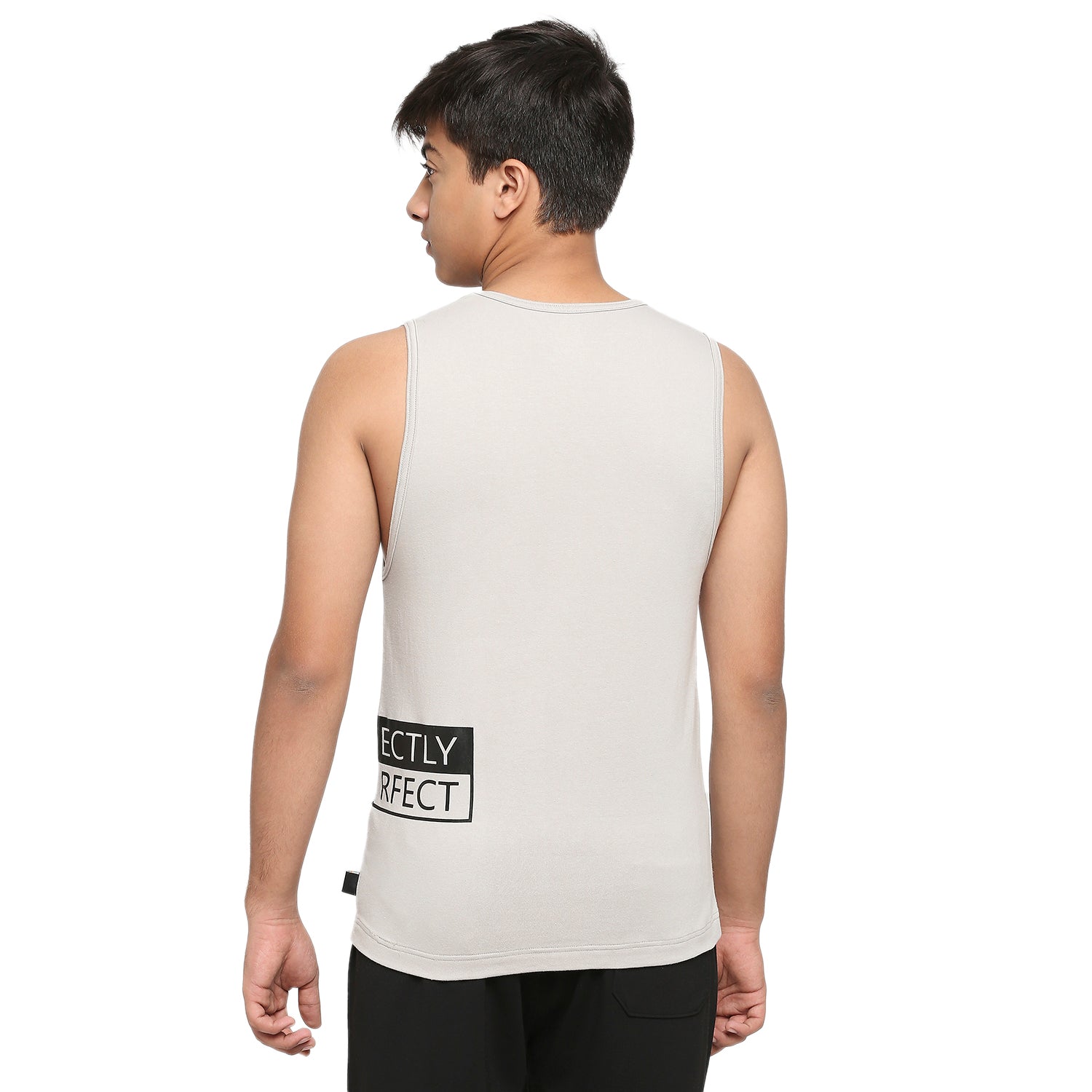 U19 Teens Light Gray Broadshoulder Vest made in Cotton Lycra Fabric
