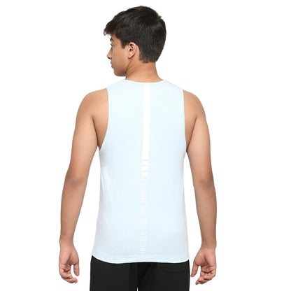 U-19 Teens Aqua Two colour vest made from cotton lycra melange fabric
