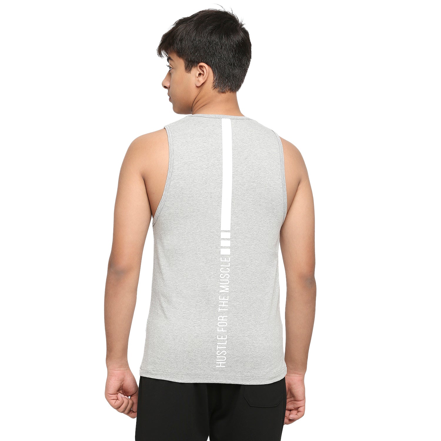 U19 Teens Light Gray Two colour vest made from cotton lycra melange fabric
