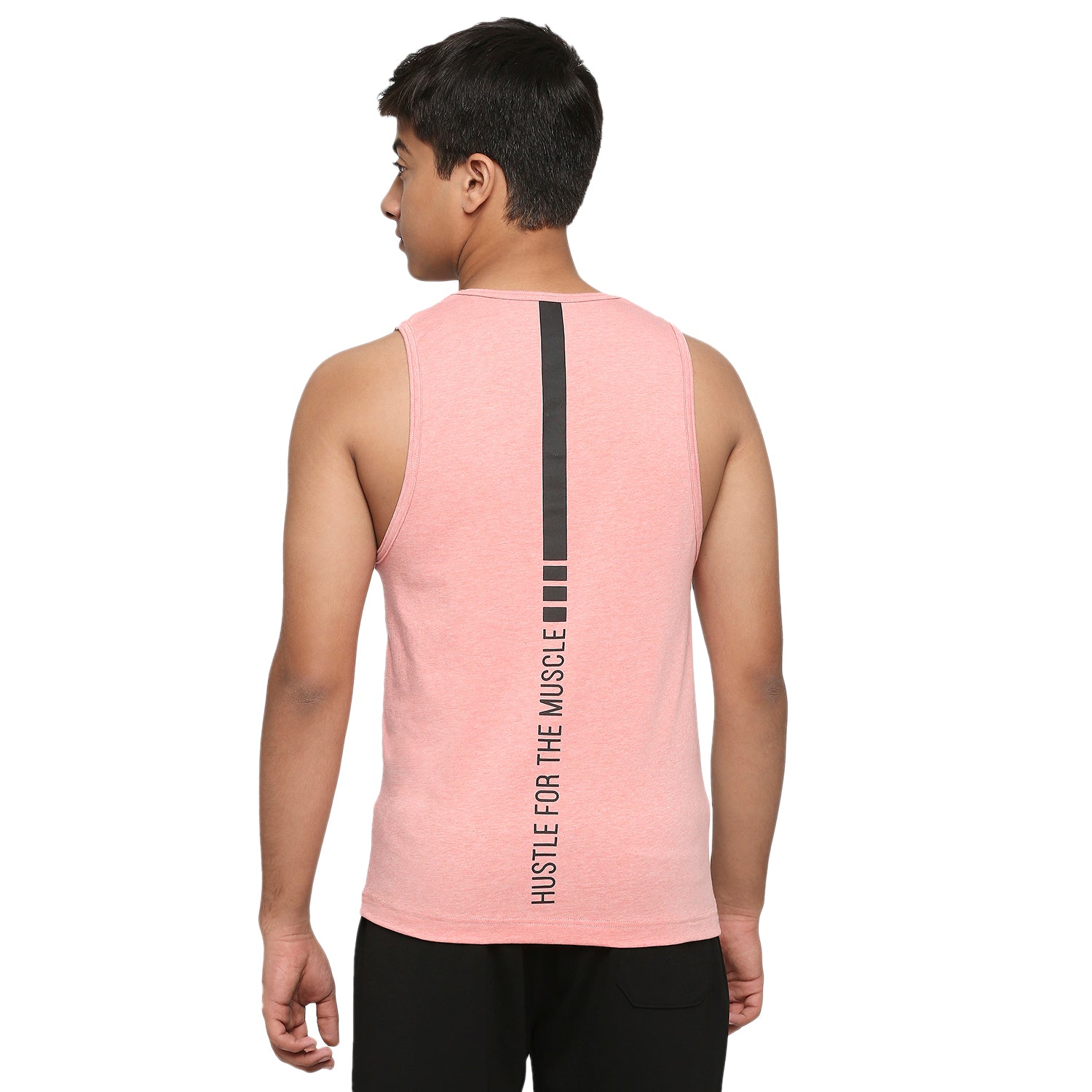 U19 Teens Pink Two colour vest made from cotton lycra melange fabric