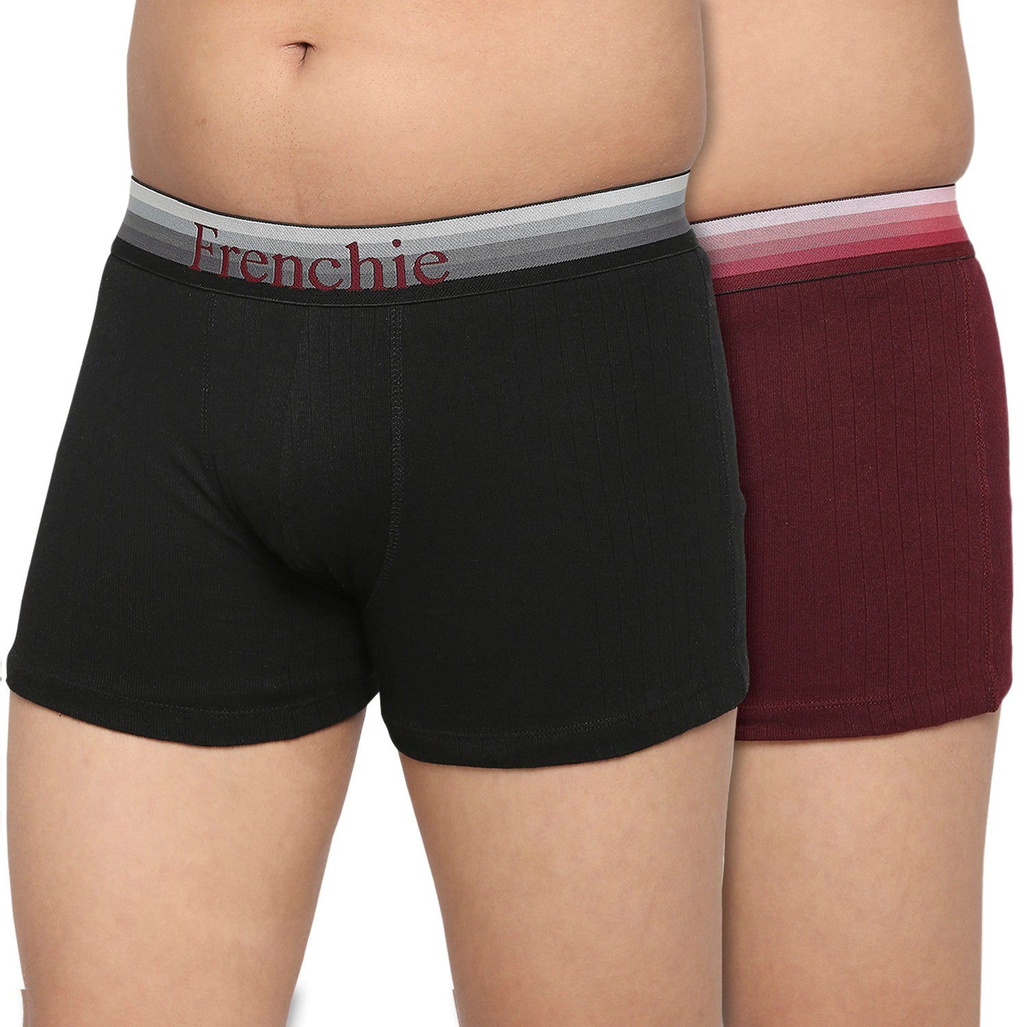 U19 Teenagers Cotton Trunk Black and Wine - Pack of 2