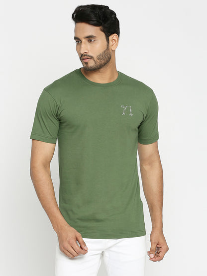 Solid Bottle Green Everyday Essential Cotton T-Shirt for Men