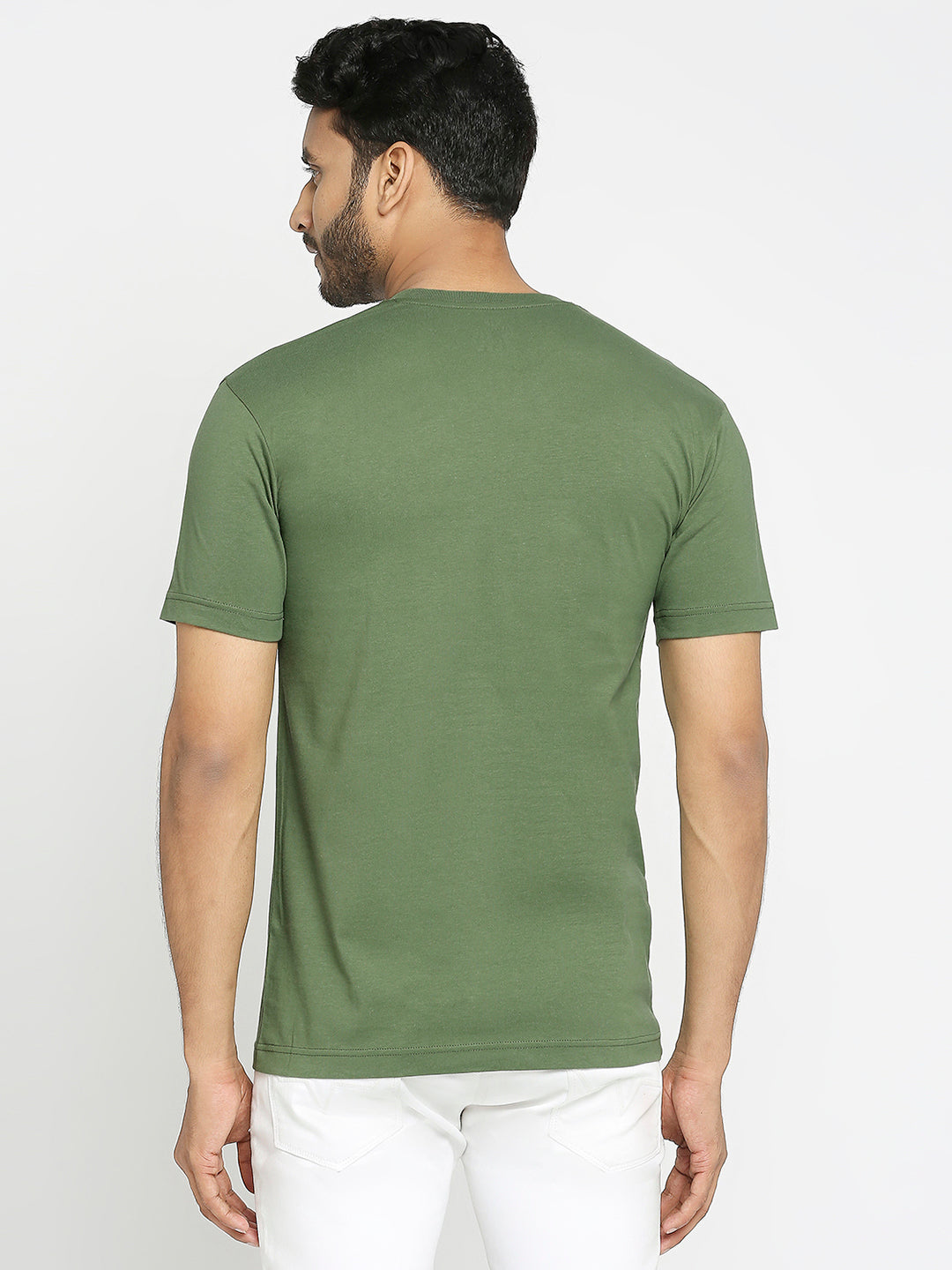 Solid Bottle Green Everyday Essential Cotton T-Shirt for Men