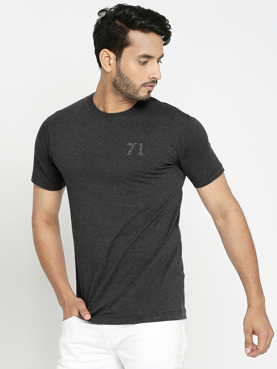 Charcoal Melange Everyday Essential Cotton T-Shirt for Men