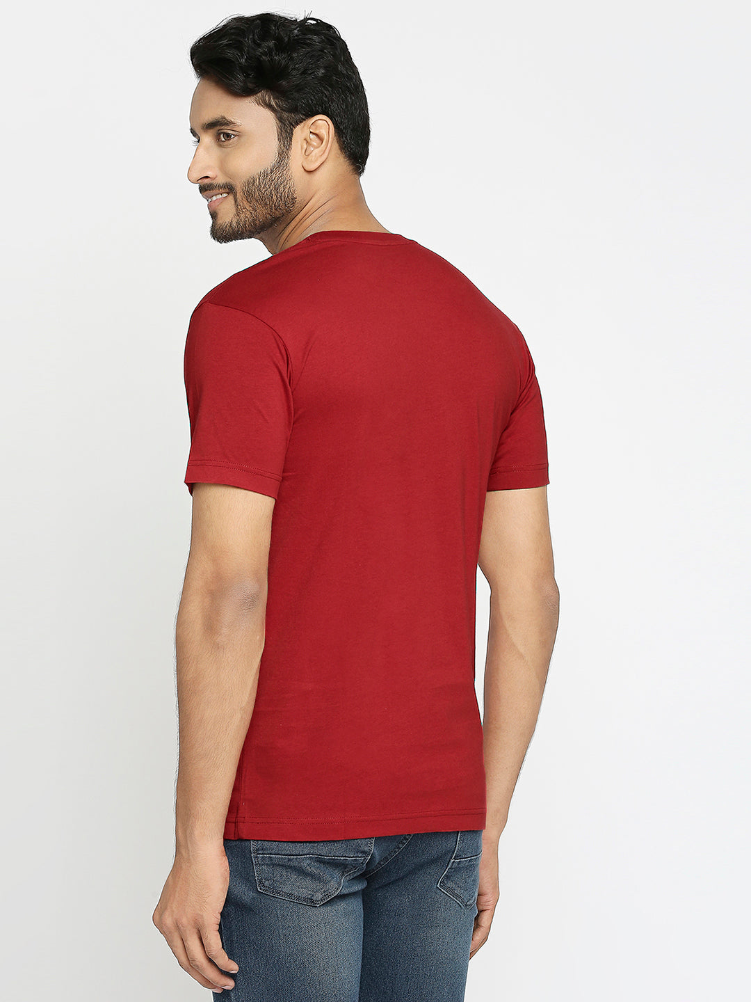 Solid Maroon Everyday Essential Cotton T-Shirt for Men