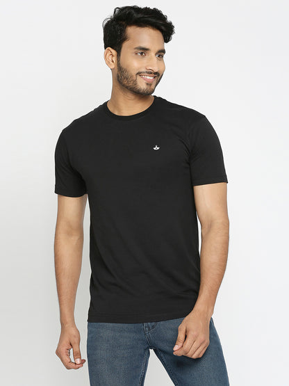 Mens Black Colour Round Neck T-Shirt