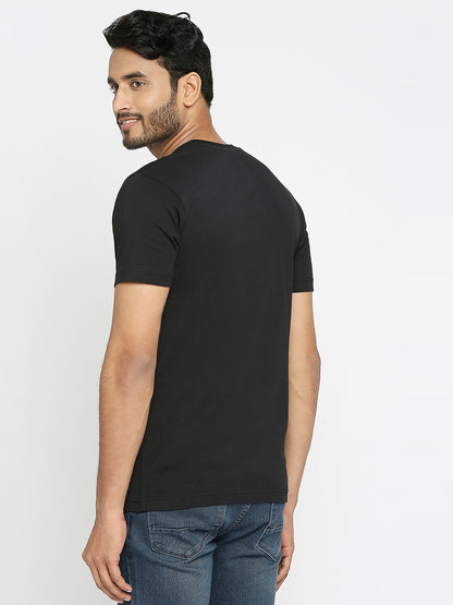 Mens Black Colour Round Neck T-Shirt