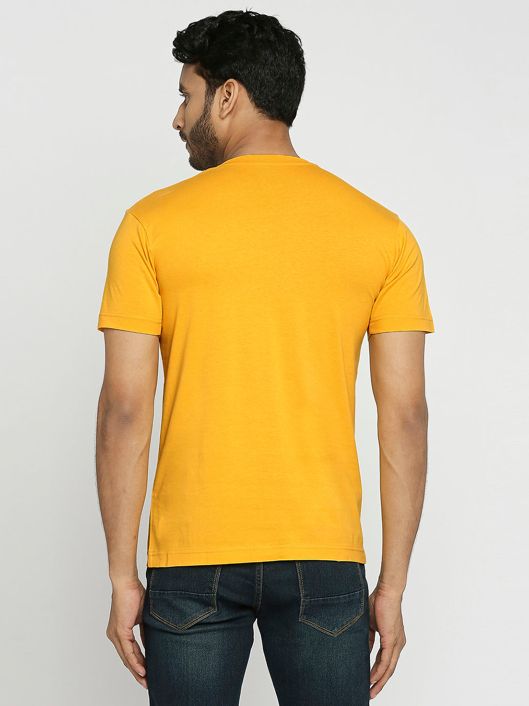 Mens Golden Yellow Round Neck T-Shirt