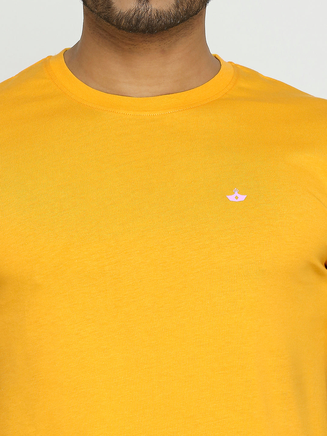 Mens Golden Yellow Round Neck T-Shirt