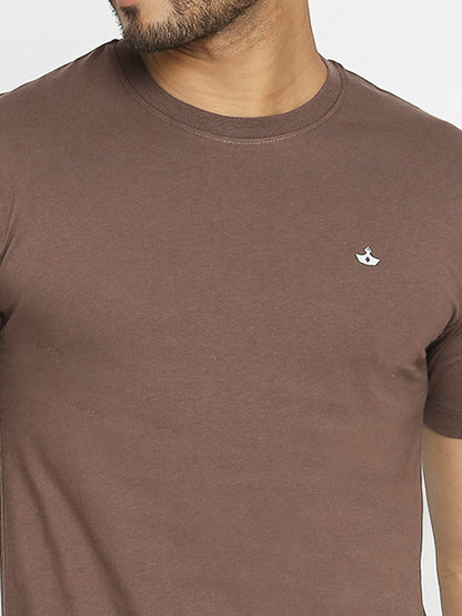 Mens Brown Colour Round Neck T-Shirt