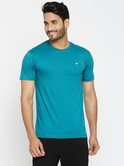 Mens Teal Colour Round Neck T-Shirt